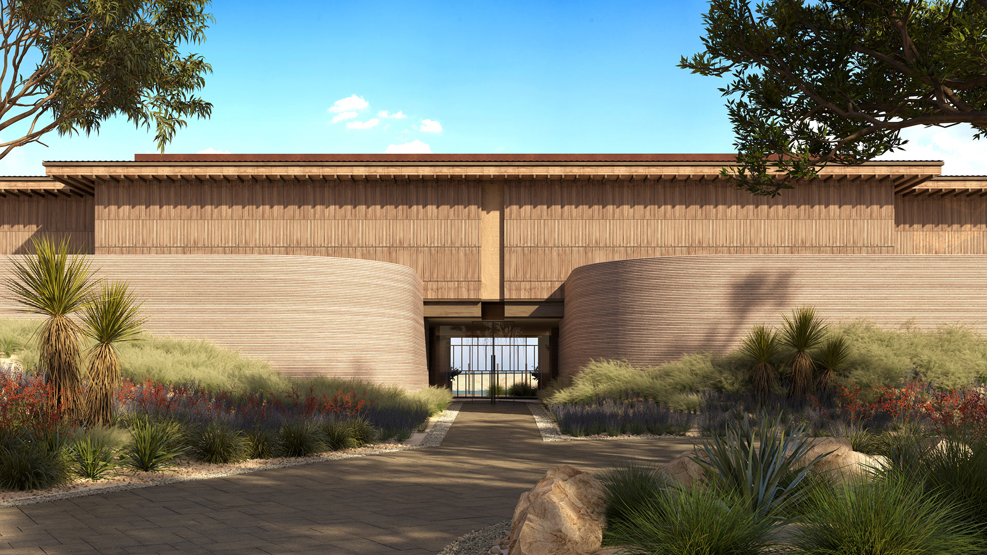 Austin Surf Club clubhouse exterior rendering, Texas