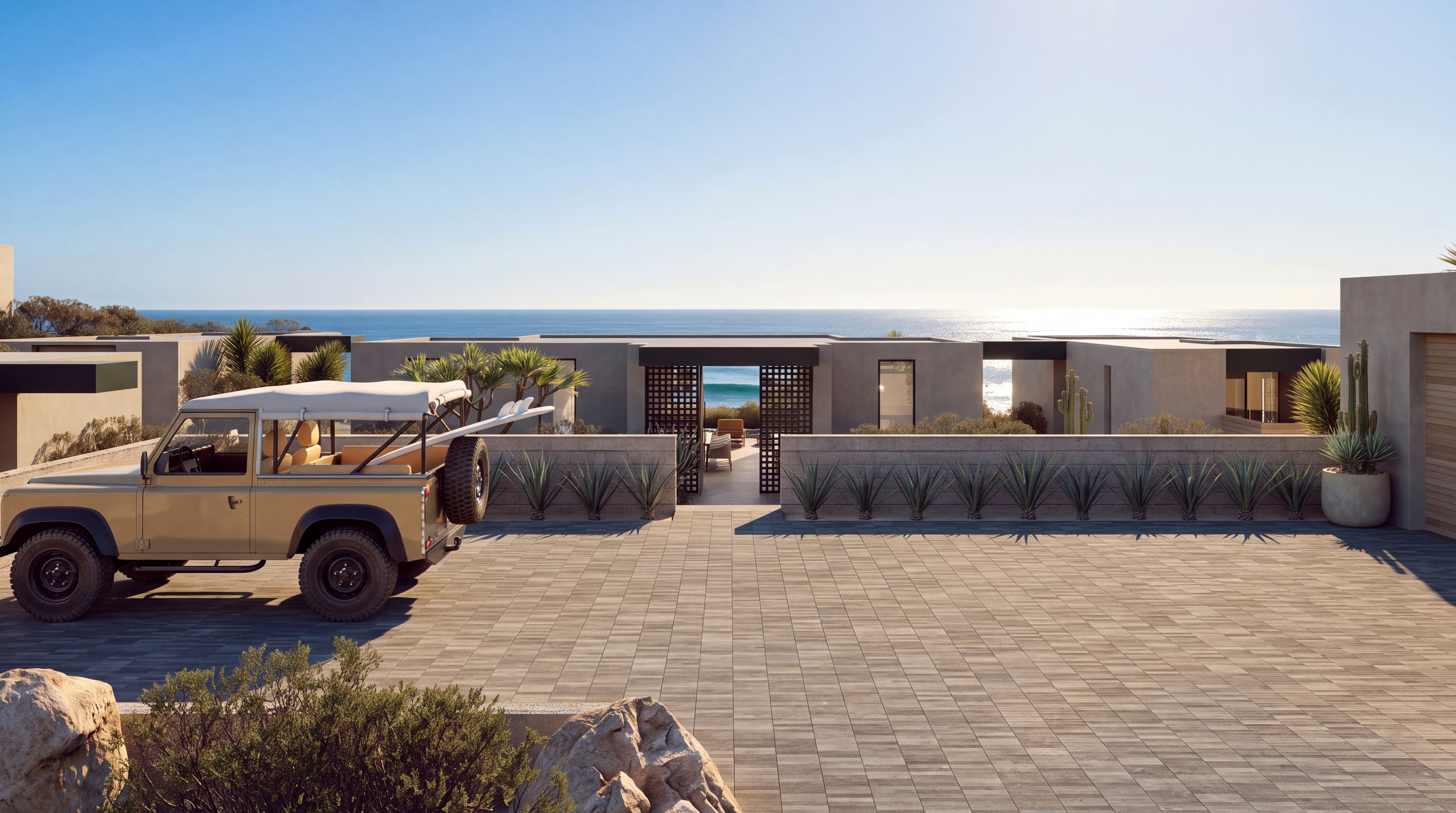 Front exterior rendering of a Destera villa