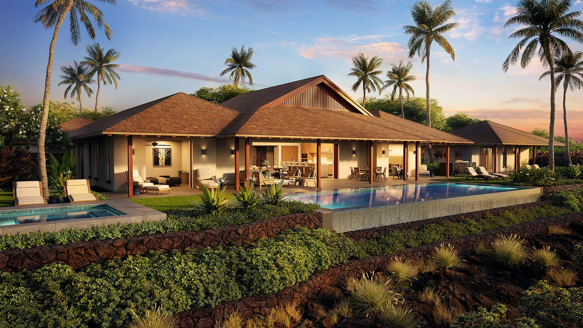 Kohanaiki residence lanai rendering, Big Island