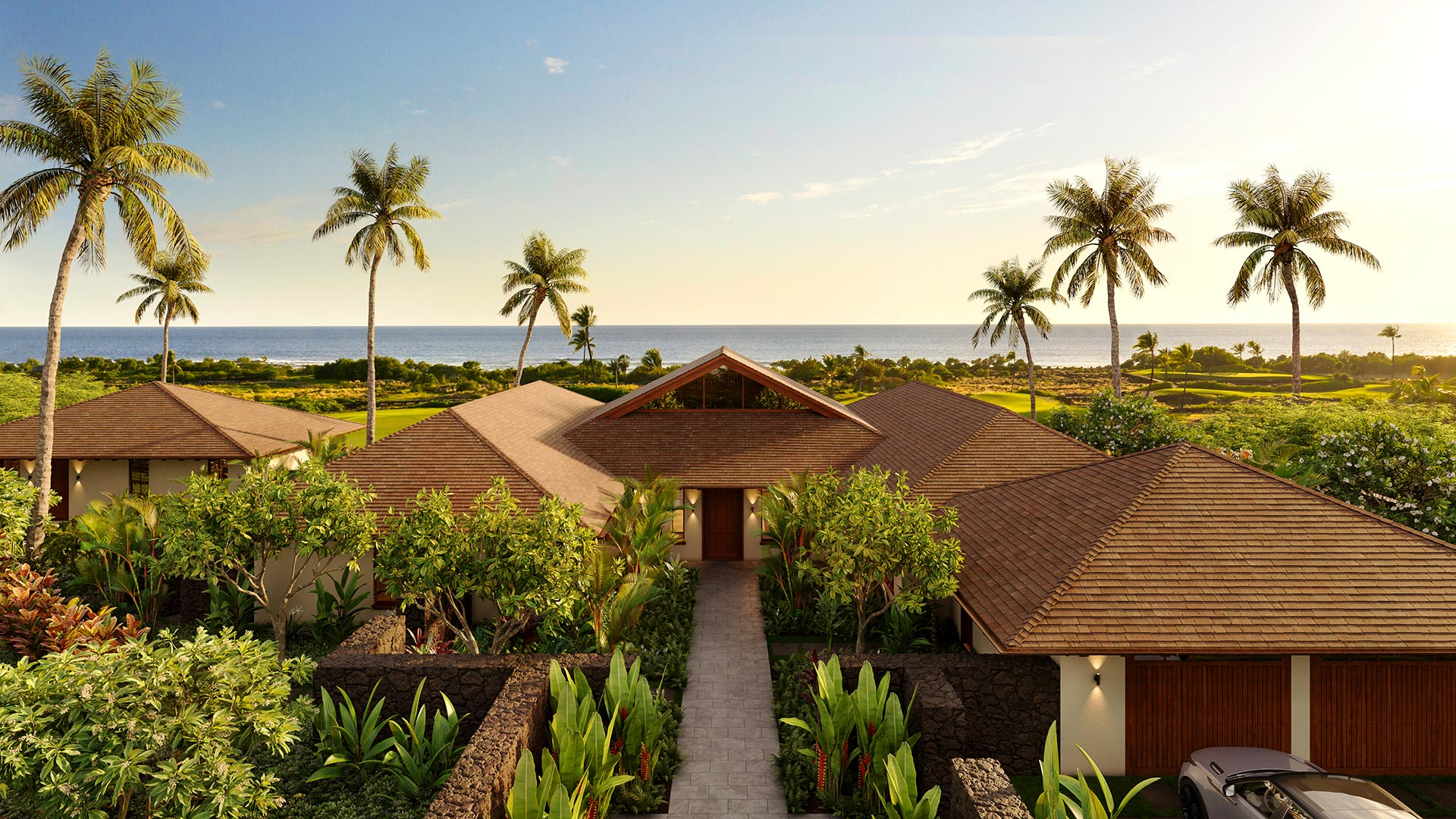 Architectural rendering of a Kohanaiki oceanfront residence, Big Island, Hawaii
