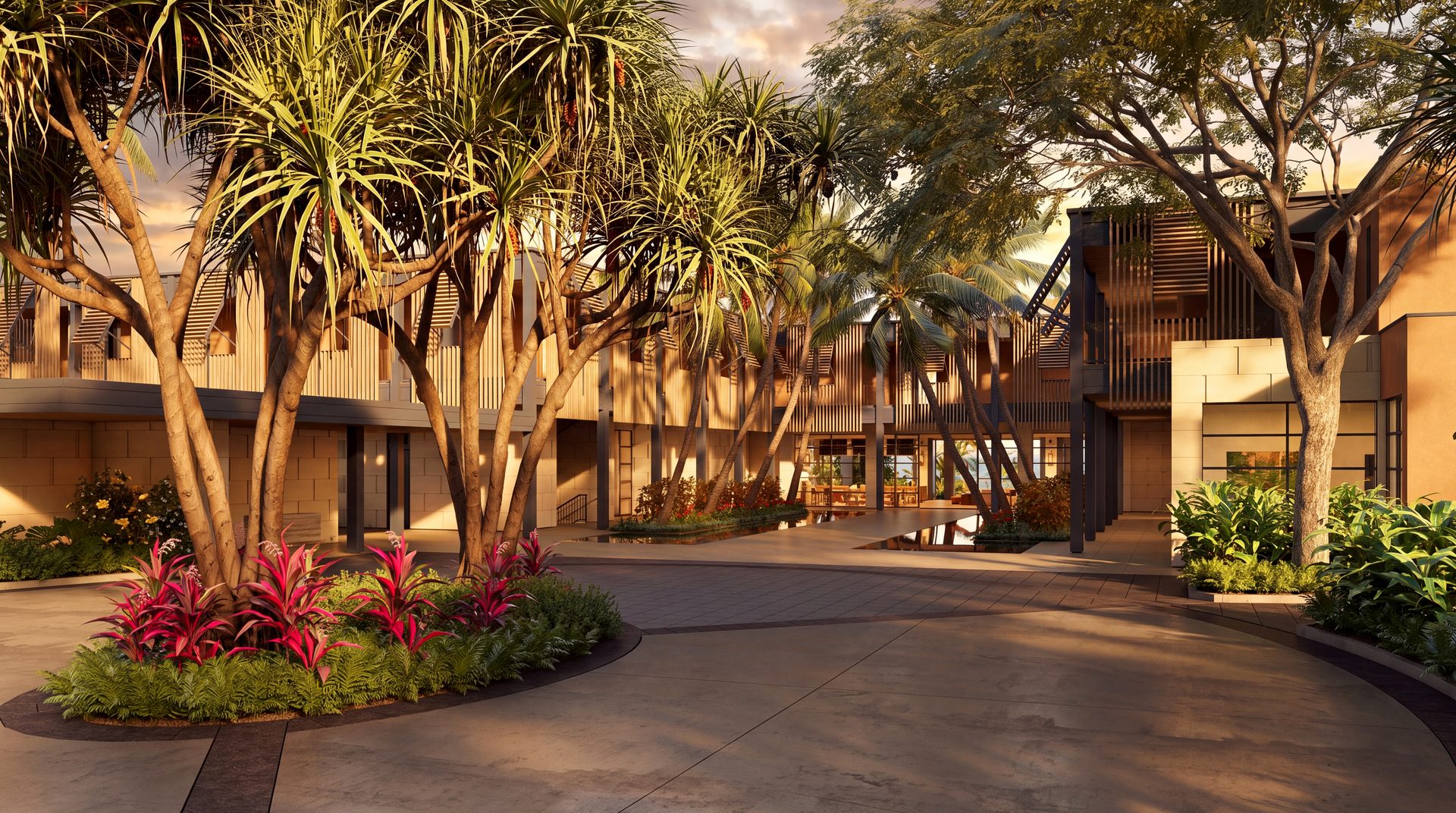Makena Golf & Beach Club arrival court rendering, Maui