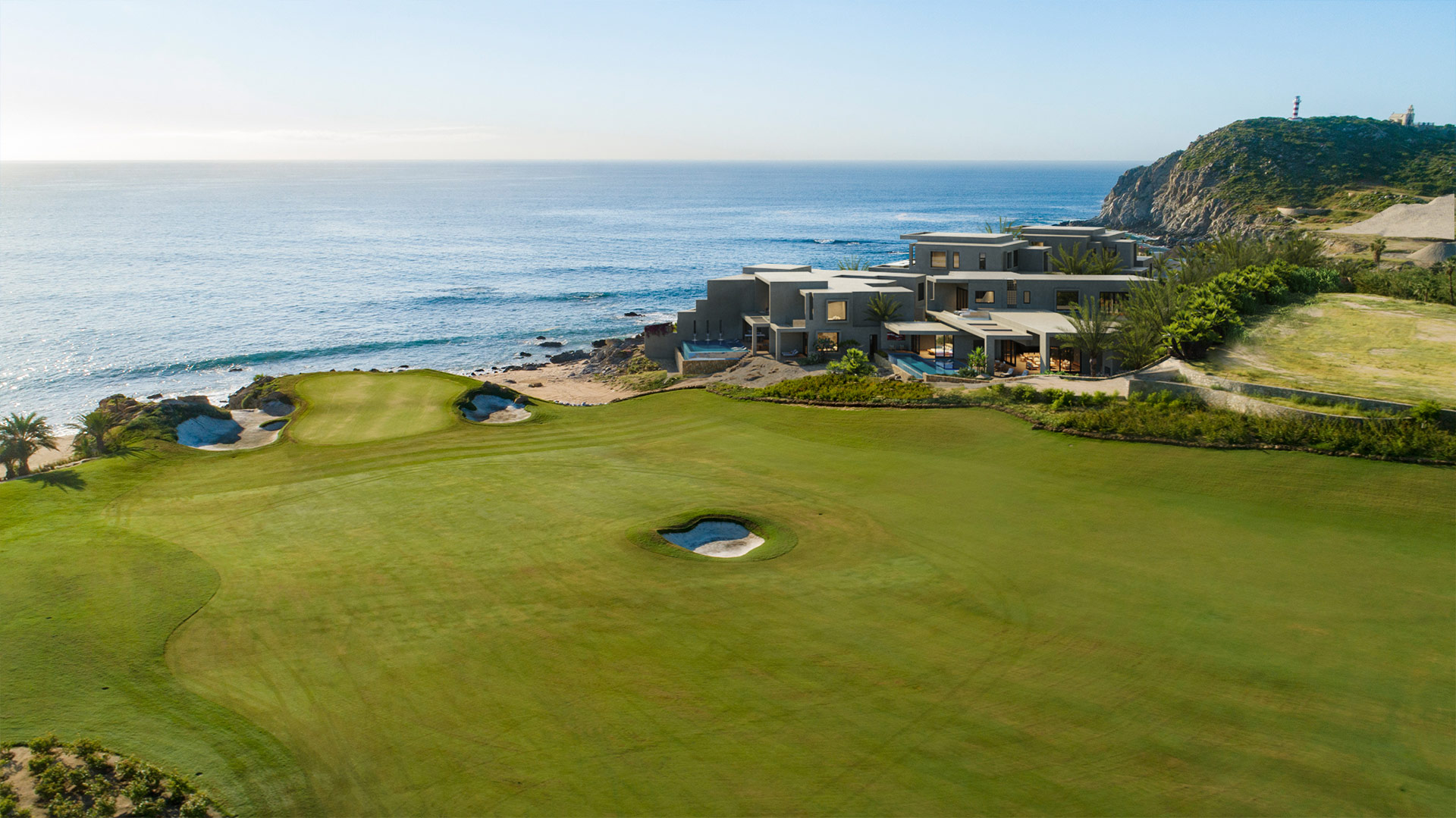 Cove Club oceanfront amenity rendering at dusk, Cabo San Lucas