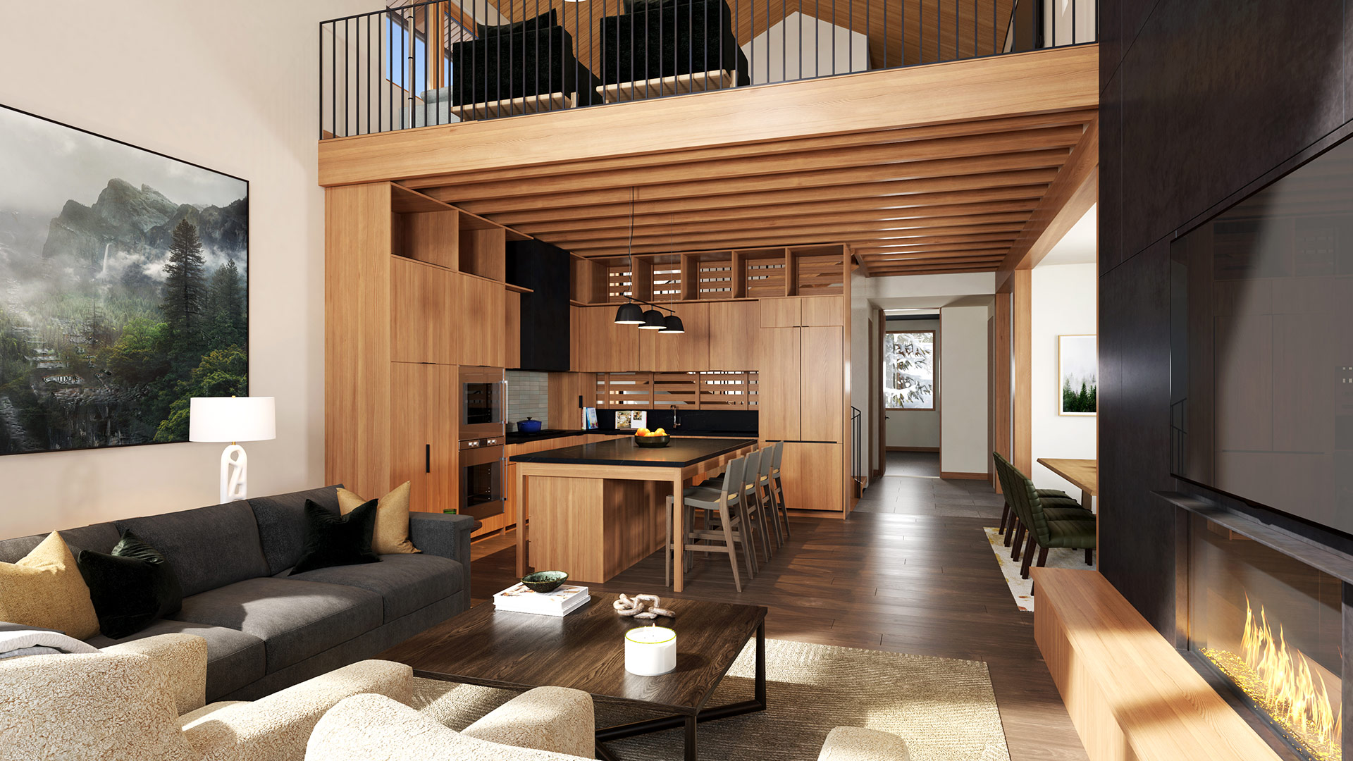 Havens Snowmass exterior terrace rendering at dusk